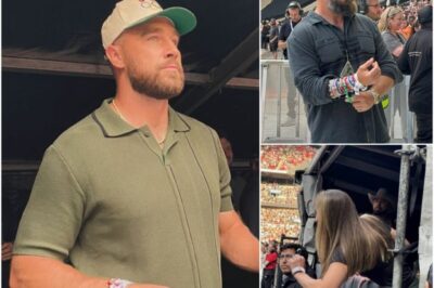 Fans go wild as Travis Kelce is joined by brother Jason, his sister-in-law Kylie and dad Ed to watch girlfriend Taylor Swift’s Eras Tour show at Wembley Stadium