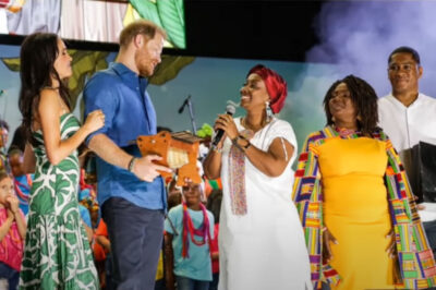 Meghan’s DOUBLE CLAW as Harry takes center stage at Colombia’s festival