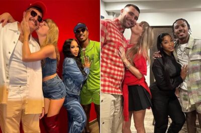 Taylor Swift, Travis Kelce, Mecole Hardman Jr. and Chariah Gordon Recreate Iconic Couples Goals Photo Nearly 1 Year Later